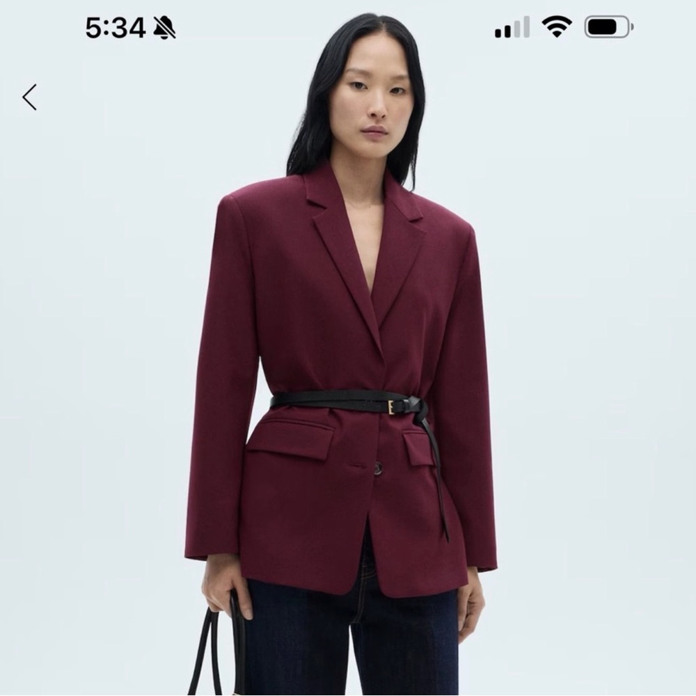 Women's Mango Burgundy Blazer and Pants Set